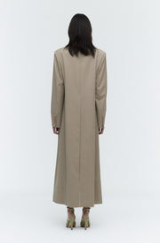 Wool Twill Single Breasted Long Coat