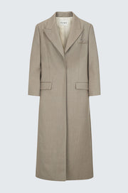 Wool Twill Single Breasted Long Coat