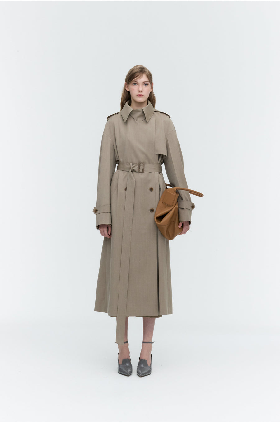 Wool Double Breasted Trench Coat