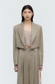 Peaked Lapel Cropped Jacket