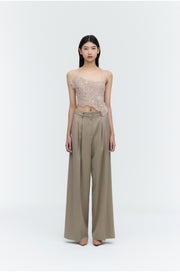 Pleated Wide-Leg Trousers