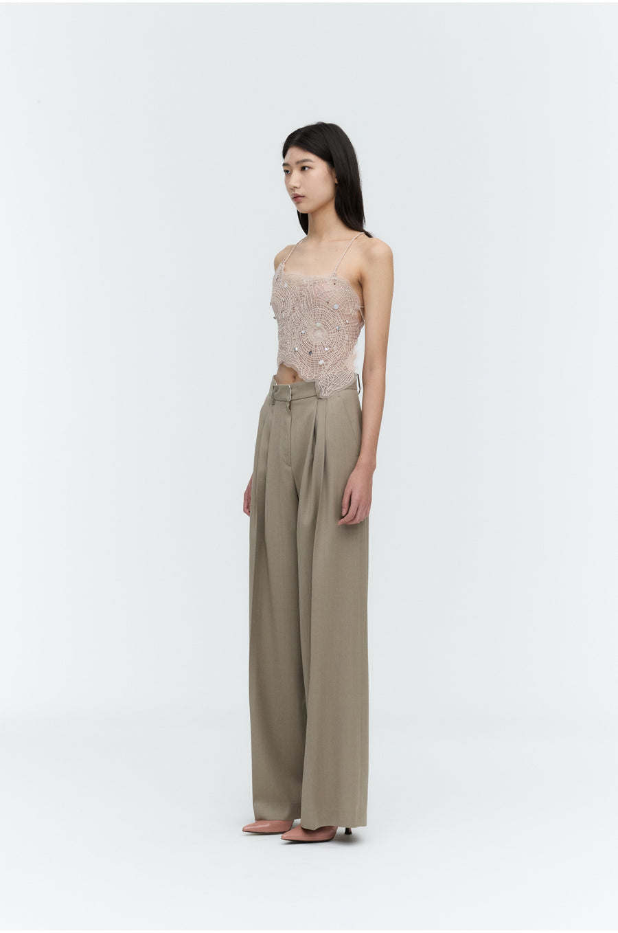 Pleated Wide-Leg Trousers