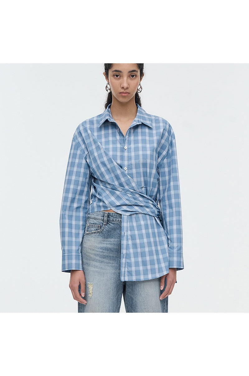 Flannel Unbalanced Hem Shirts