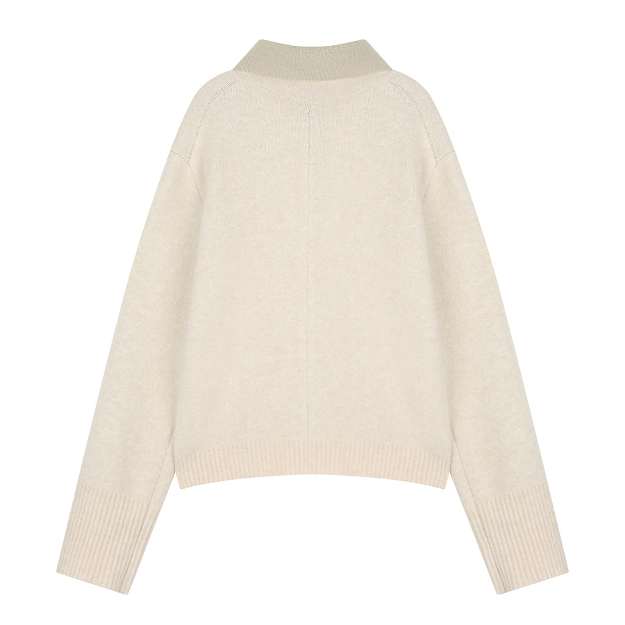 Cashmere/ Silk Blend High Neck Knit Outer