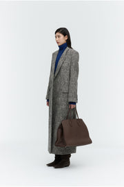 Peaked Lapel Wool Maxi Coat