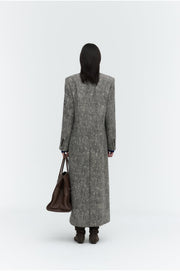 Peaked Lapel Wool Maxi Coat