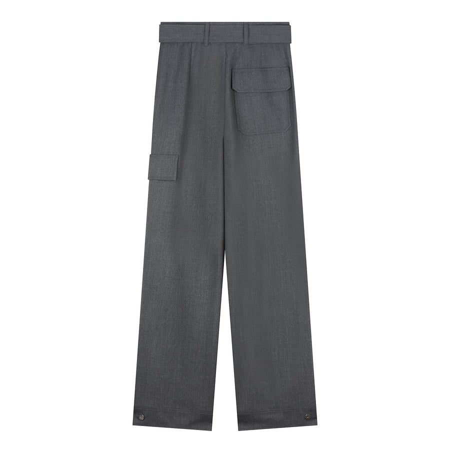 Wool Belted Cargo Trousers